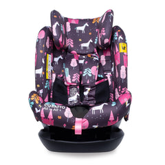 Cosatto All In All Plus ISOFIX Car Seat (Unicorn Land) - front view, shown here with headrest raised