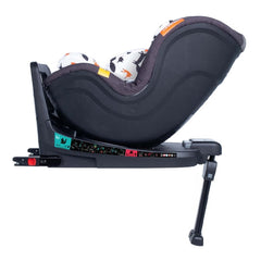 Cosatto RAC Come & Go i-Rotate i-Size Car Seat (Mister Fox) - side view, shown in rear-facing mode with the seat reclined