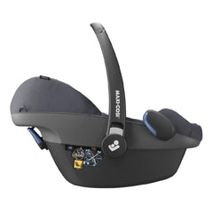 Maxi-Cosi Pebble Pro i-Size Car Seat (Essential Graphite) - side view, showing its helpful installation instructions