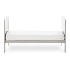 Obaby Grace Mini Cot Bed (Warm Grey) - side view, shown here as the junior bed (mattress not included, available separately)