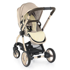 egg2 Luxury Bundle (Feather) - showing the stroller in parent-facing mode with its luxury fleece seat liner (liner shown here in cream)