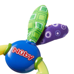 Nuby Wacky Teething Ring (Multi-Coloured) - showing the fabric ears which make crinkle noises