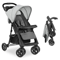 Hauck Shopper Neo II (Grey) - showing the stroller both unfolded and folded