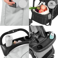 Hauck Shopper Neo II (Grey) - showing more of the stroller`s features including its cup holders