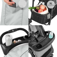 Hauck Shopper Neo II (Grey) - showing more of the stroller`s features including its cup holders