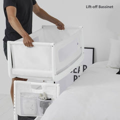 SnuzPod⁴ Bedside Crib 3-in-1 (White) - showing the bassinet being removed from its stand