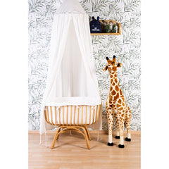 CuddleCo ChildHome Hanging Canopy Tent With Play Mat (Off White) - lifestyle image, showing the canopy tent hanging over a baby`s crib