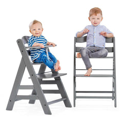 Hauck Alpha+B Wooden Highchair Grey - showing different ways the highchair can be used