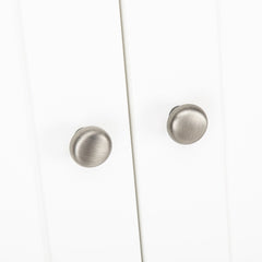 CuddleCo Clara Double Wardrobe (White) - showing the wardrobe`s brushed finish silver tone handles