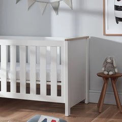 CuddleCo Aylesbury Cot Bed (White & Ash) - lifestyle image