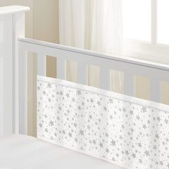 Breathable Baby Cot Bed Set (Twinkle Grey) - showing one of the panel`s fitted to a cot bed (cot bed not included, available separately)