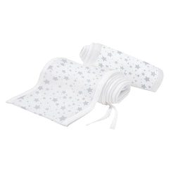 Breathable Baby Cot Bed Set (Twinkle Grey) - showing the panels and the straps which attach it to the cot bed