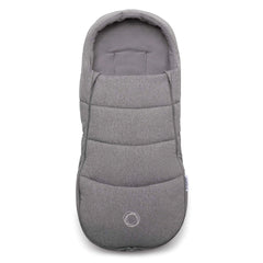 Bugaboo Footmuff (Grey Melange) - front view, showing the footmuff fastened up