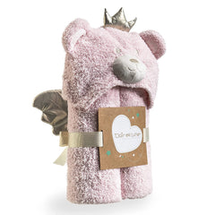 Clair de Lune Little Bear Hooded Baby Blanket (Pink) -  front view, showing the blanket folded into its packaging