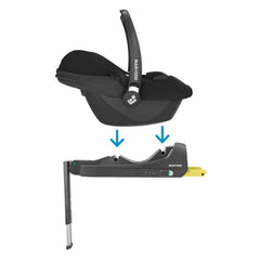 Maxi-Cosi CabrioFix i-Size Infant Carrier & ISOFIX Base (Essential Black) - showing how the car seat fits onto the base
