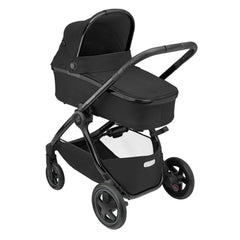 Maxi-Cosi Adorra2 LUXE Travel System Bundle (Twillic Black) - showing the carrycot and chassis together as the pram