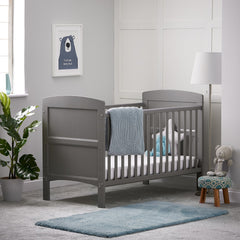 Obaby Grace Cot Bed (Taupe Grey) with Spring Mattress - lifestyle image