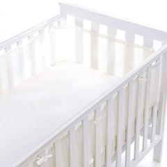 Breathable Baby Mesh Liner - 4 Sided (White) - showing the mesh panels fitted to a cot (cot and mattress not included, available separately)