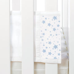 Breathable Baby Mesh Liner - 4 Sided (Twinkle Stars Blue) - showing the hook`n`loop fastening at the end of the panels