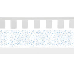 Breathable Baby Mesh Liner - 4 Sided (Twinkle Stars Blue) - showing a mesh panel attached to a cot