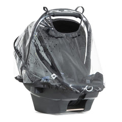 Hauck Car Seat Raincover (Clear) - showing the raincover fitted to a car seat with the carry handle uncovered