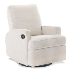 Obaby Madison Swivel Glider Recliner Chair (Boucle) - showing the chair`s circular stand and the recline lever