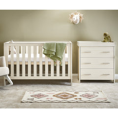 Obaby Nika 2 Piece Room Set (Oatmeal) - lifestyle image (mattress, bedding and accessories not included)