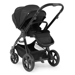 BabyStyle Oyster 3 Black ESSENTIAL Bundle (Pixel) - showing the seat unit and chassis together as the pushchair in parent-facing mode