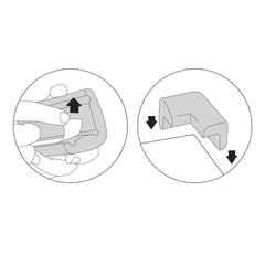 Clevamama Corner Cushions (Pack of 4) - showing the sticky tape being fixed to a cushion