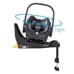 Maxi-Cosi Pebble 360 (Essential Graphite) - showing the seat`s rotating function when fixed to Maxi-Cosi`s FamilyFix 360 ISOFIX Base (base not included, available separately)