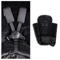 Hauck Winter Footmuff (Black) - showing the footmuff fitted with a safety harness