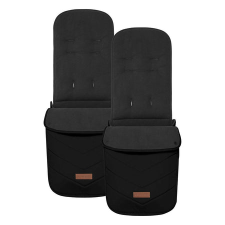 Ickle Bubba VIRGO Twin Pram Pushchair Bundle - Black, showing the included footmuffs