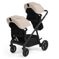 Ickle Bubba VIRGO Twin Pram Pushchair Bundle - Stone, shown with two seat units in parent-facing  mode