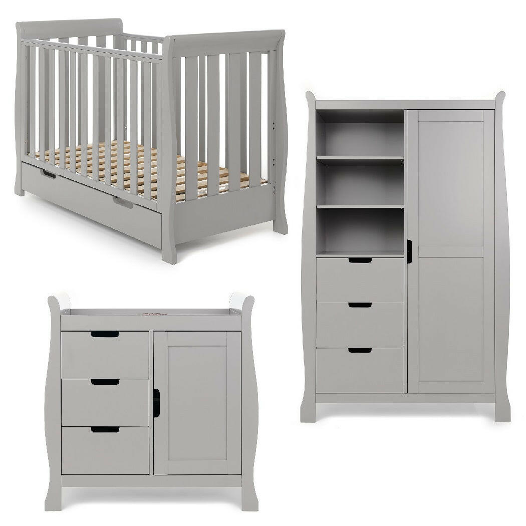Obaby Stamford Mini Sleigh 3 Piece Room Set Warm Grey