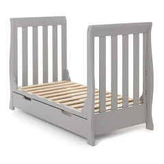 Obaby Stamford Mini Sleigh 3 Piece Room Set (Warm Grey) - showing the junior bed after both side panels have been removed