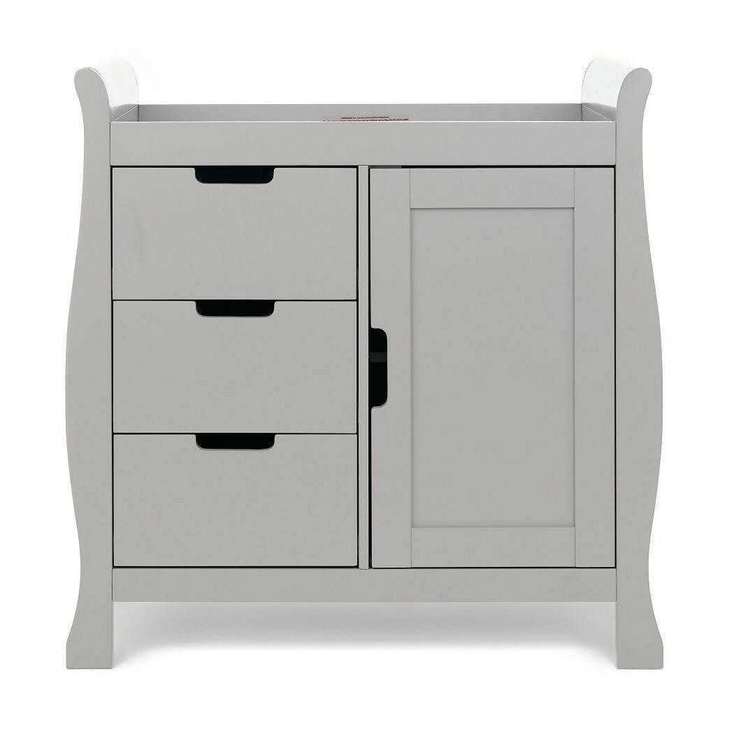 Obaby Stamford Mini Sleigh 2 Piece Room Set (Warm Grey) - showing the changing unit