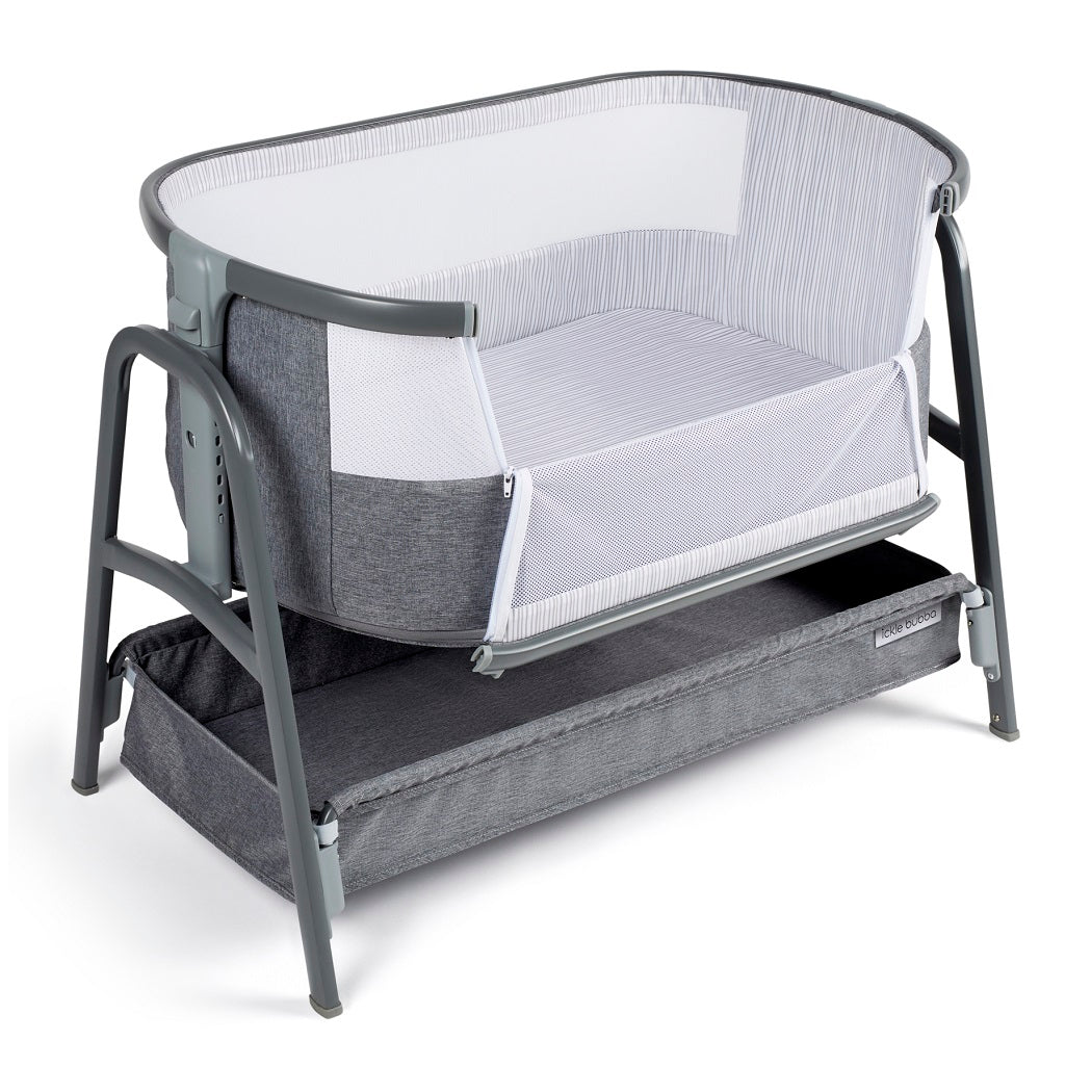 Ickle Bubba Bubba&Me Bedside Crib - with front panel lowered - includes crib mattress and cover