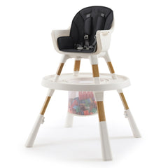 BabyStyle Oyster 4-in-1 Highchair (Fossil) - shown here as the highchair without its food tray and showing  the safety harness