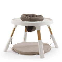 BabyStyle Oyster 4-in-1 Highchair - Footboard (Mink) - showing the foot board fitted to the play centre`s legs (highchair/play centre not included)