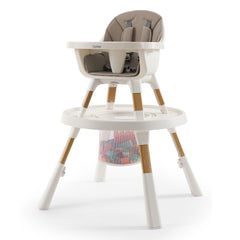 BabyStyle Oyster 4-in-1 Highchair (Mink) - shown here as the highchair with its basket filled with toys (toys not included)