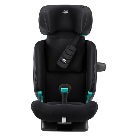Britax Advansafix PRO i-Size Car Seat - Classic Deep Black - front view without 5-point harness and with headrest fully raised