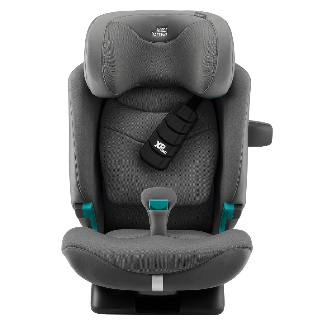 Britax Advansafix PRO i-Size Car Seat - Style Mineral Grey - front view with XP-Pad and SecureGuard