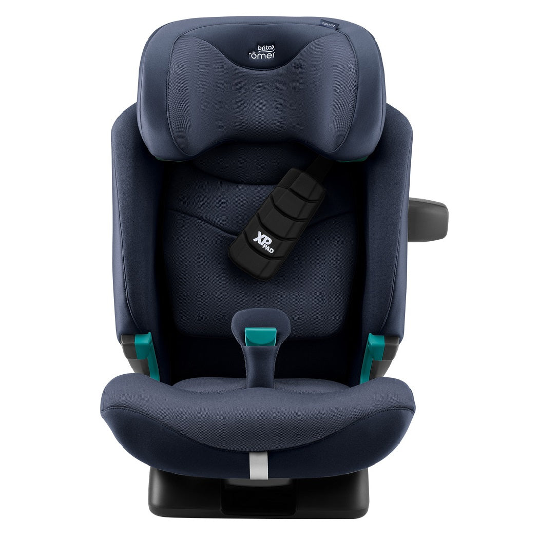 Britax Advansafix PRO i-Size Car Seat - Style Night Blue - front view with XP-Pad and SecureGuard