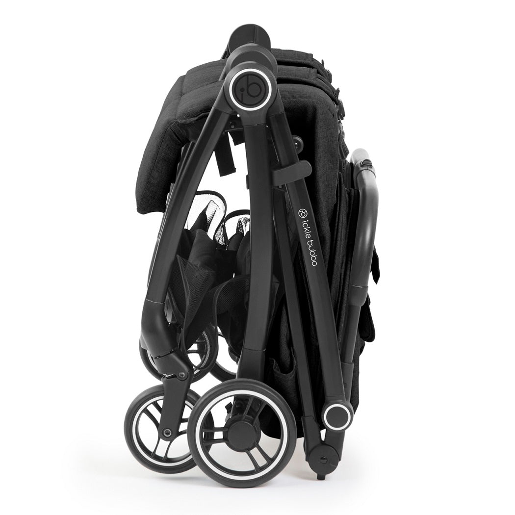 Ickle Bubba Aries Double Auto-Fold Stroller - Graphite Grey - side view folded