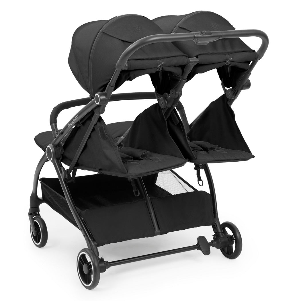 Ickle Bubba Aries Double Auto-Fold Stroller - Graphite Grey - rear ventilation panels raised