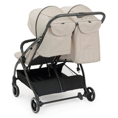 Ickle Bubba Aries Double Auto-Fold Stroller - Stone - rear view with one seat upright and one reclined
