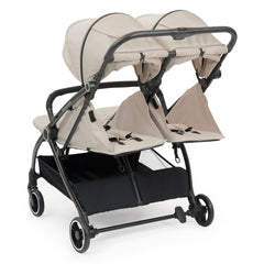 Ickle Bubba Aries Double Auto-Fold Stroller - Stone - rear ventilation panels raised