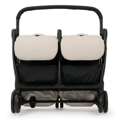 Ickle Bubba Aries Double Auto-Fold Stroller - Stone - shown folded