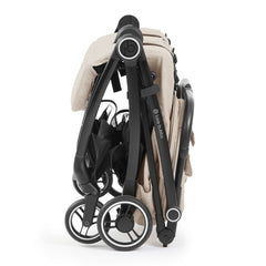 Ickle Bubba Aries Double Auto-Fold Stroller - Stone - side view folded