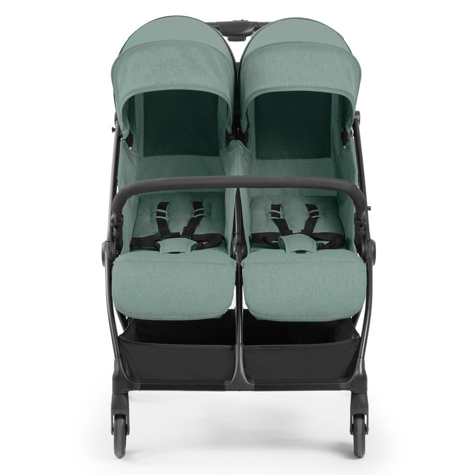 Ickle Bubba Aries Double Auto-Fold Stroller - Sage Green - front view